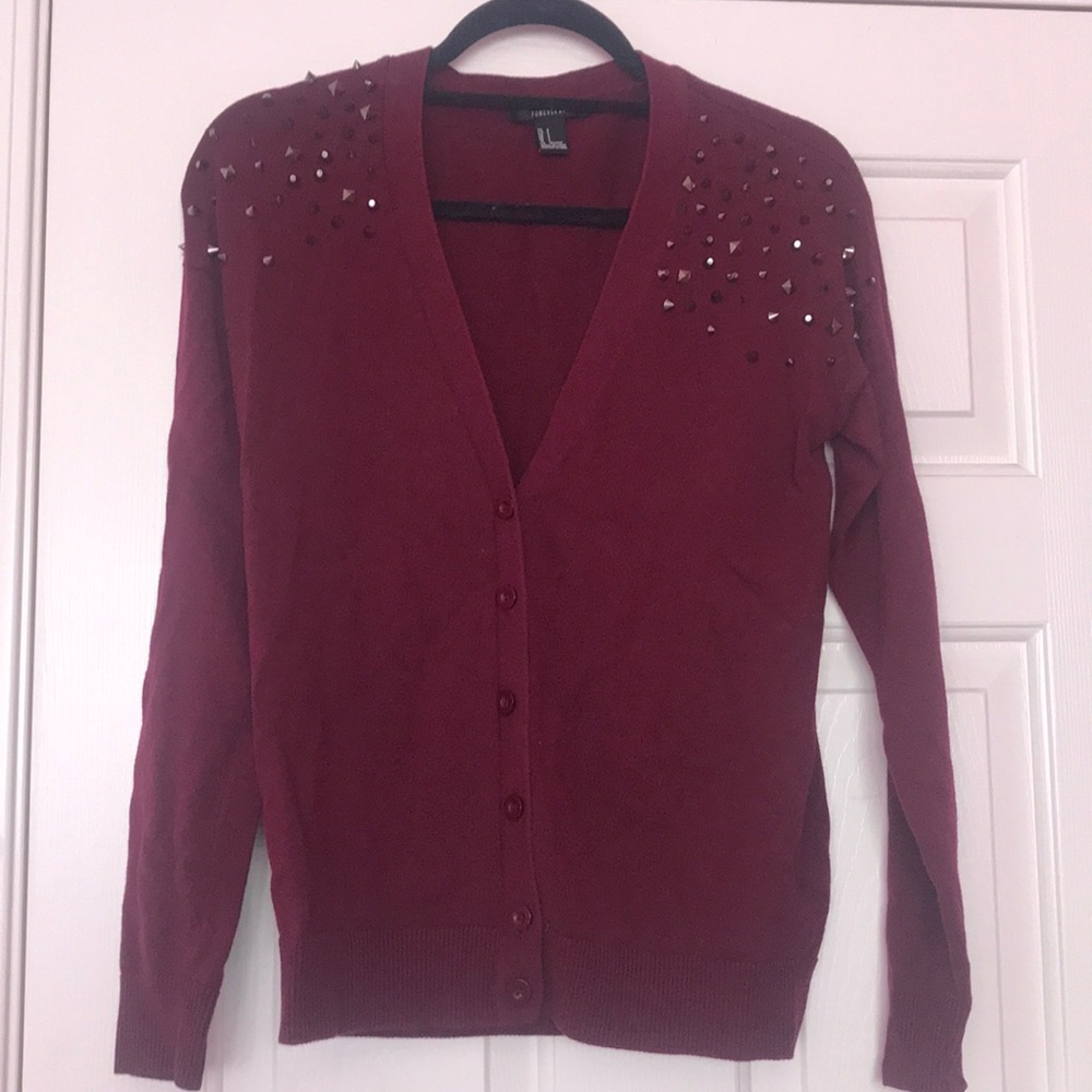 Maroon Studded Cardigan